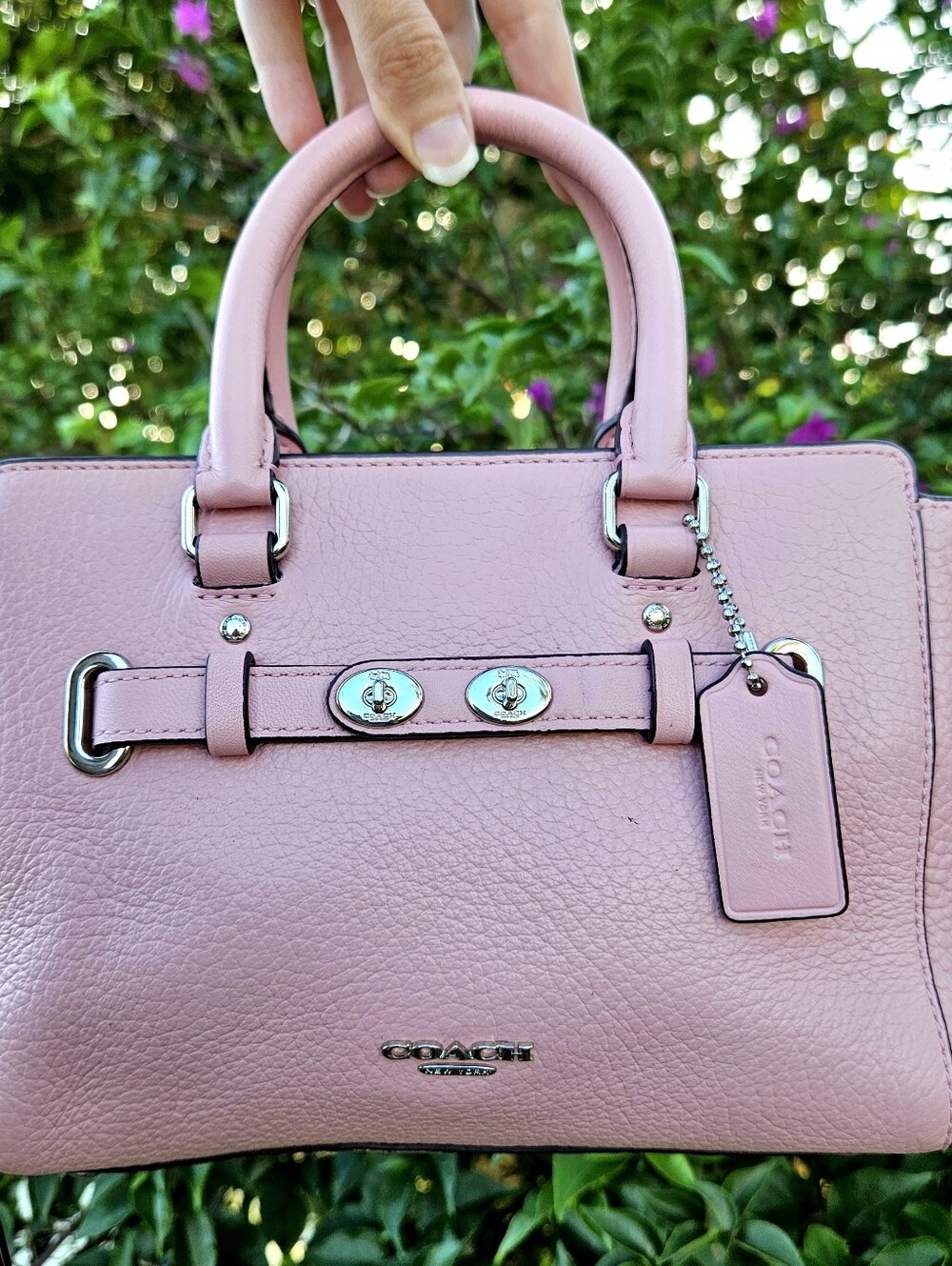 Coach Mini Blake Carryall F37635 Light Pink Pebbled Leather Crossbody Bag
